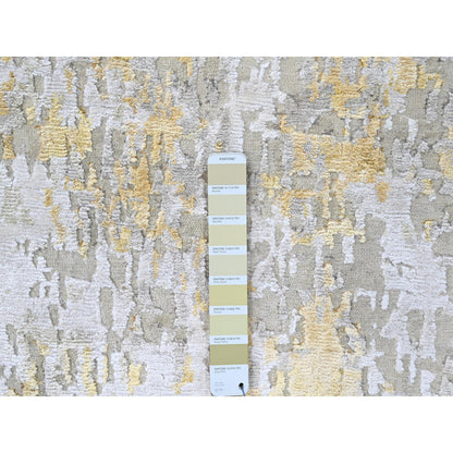 Modern and Contemporary Wool & Silk Hand Knotted Rug Beige 2.7x7.10 -O010196