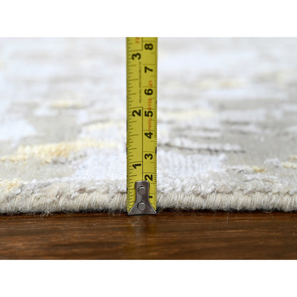 Modern and Contemporary Wool & Silk Hand Knotted Rug Beige 2.7x7.10 -O010196