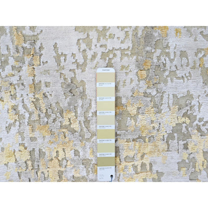 Modern and Contemporary Wool & Silk Hand Knotted Rug Beige 2.6x6.0 -O010197