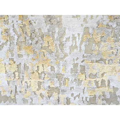 Modern and Contemporary Wool & Silk Hand Knotted Rug Beige 2.6x6.0 -O010197