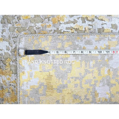 Modern and Contemporary Wool & Silk Hand Knotted Rug Beige 2.6x6.0 -O010197