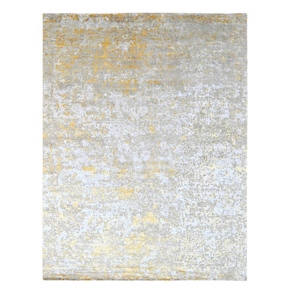 Modern and Contemporary Wool & Silk Hand Knotted Rug Beige 10.0x13.10 -O010198
