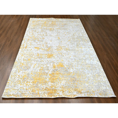 Modern and Contemporary Wool & Silk Hand Knotted Rug Beige 10.0x13.10 -O010198