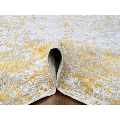 Modern and Contemporary Wool & Silk Hand Knotted Rug Beige 10.0x13.10 -O010198