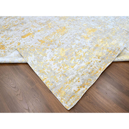 Modern and Contemporary Wool & Silk Hand Knotted Rug Beige 10.0x13.10 -O010198
