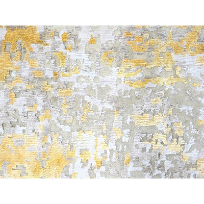 Modern and Contemporary Wool & Silk Hand Knotted Rug Beige 10.0x13.10 -O010198