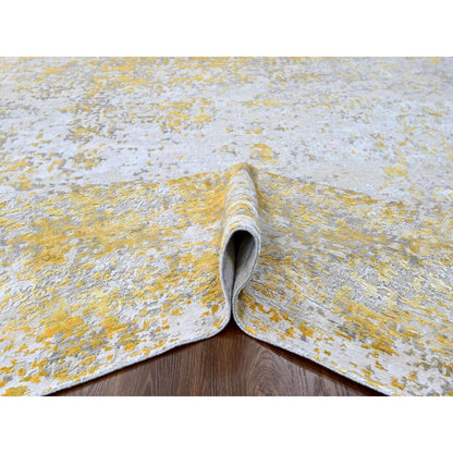 Modern and Contemporary Wool & Silk Hand Knotted Rug Beige 7.11x9.9 -O010199