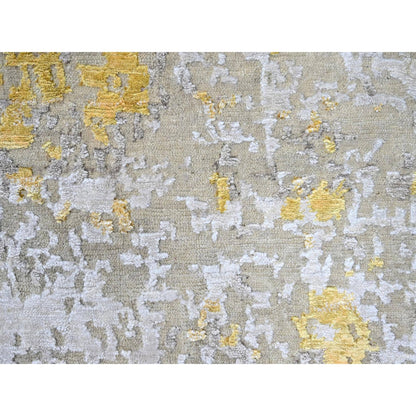 Modern and Contemporary Wool & Silk Hand Knotted Rug Beige 7.11x9.9 -O010199