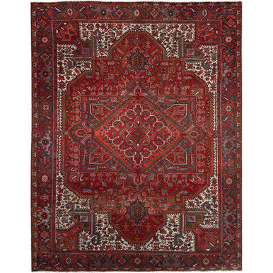 Heriz Wool Hand Knotted Rug Red Blue 10.0X12.5 -O0101
