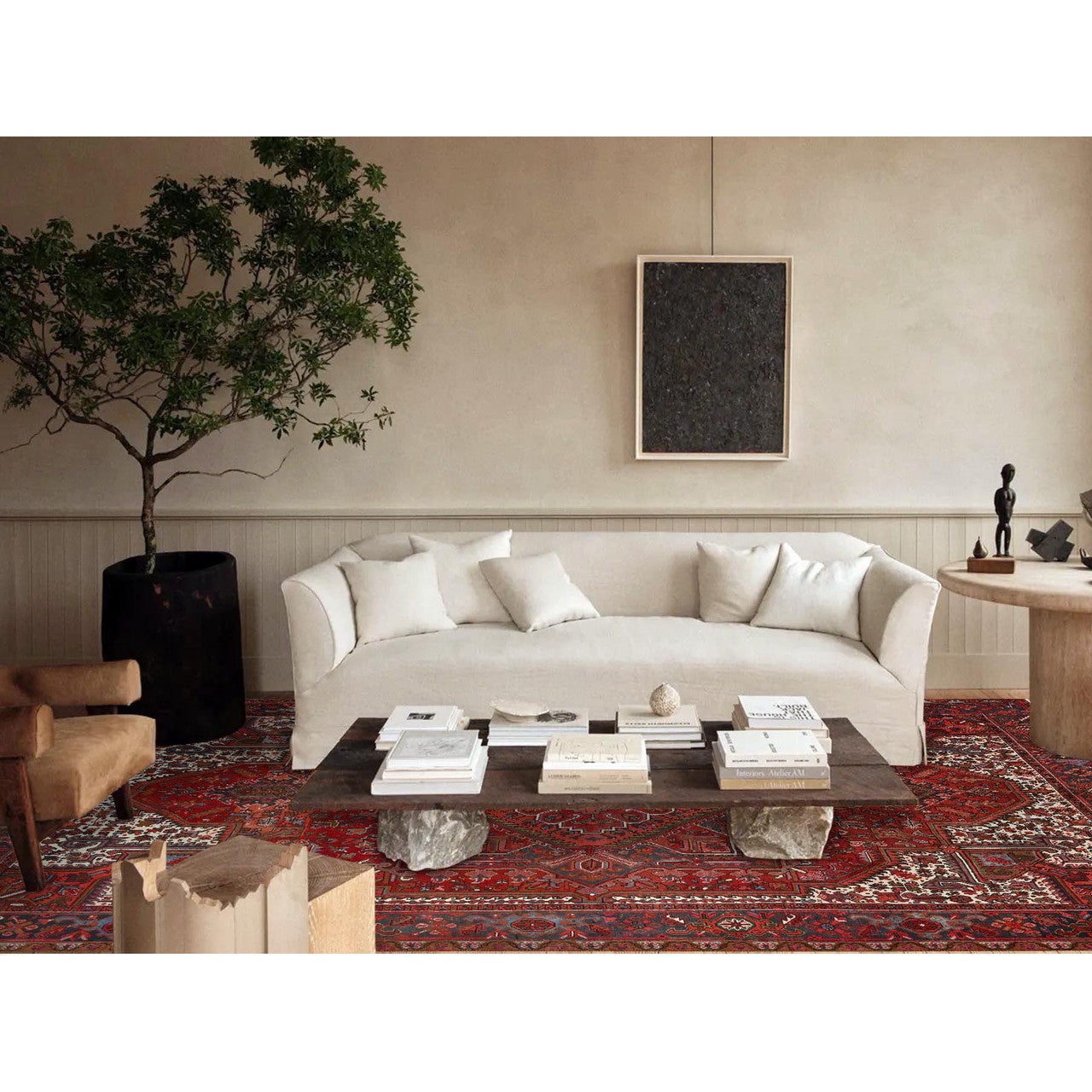Red 10'0" x 12'5" Heriz Hand knotted Wool Rug - Sku: O0101