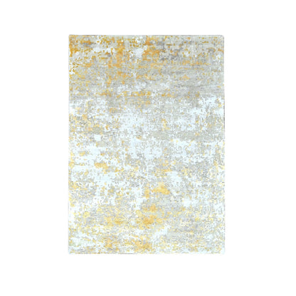 Modern and Contemporary Wool & Silk Hand Knotted Rug Beige 5.0x6.11 -O010200