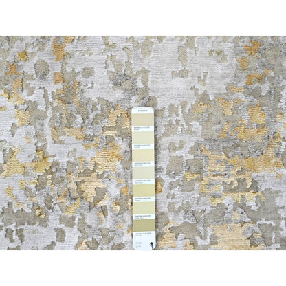 Modern and Contemporary Wool & Silk Hand Knotted Rug Beige 5.0x6.11 -O010200