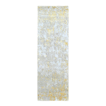 Modern and Contemporary Wool & Silk Hand Knotted Rug Beige 2.7x7.10 -O010201