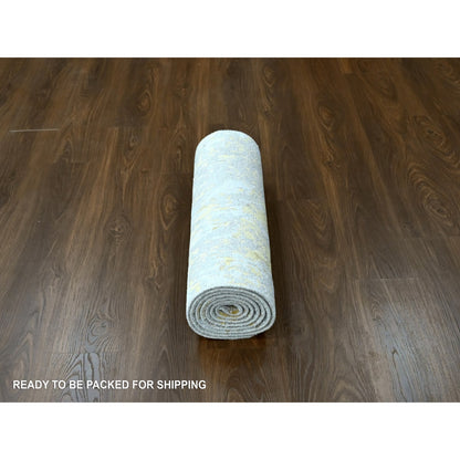 Modern and Contemporary Wool & Silk Hand Knotted Rug Beige 2.7x7.10 -O010201