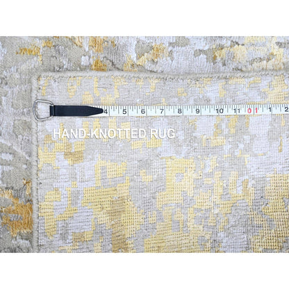 Modern and Contemporary Wool & Silk Hand Knotted Rug Beige 2.7x7.10 -O010201