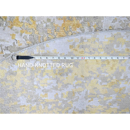 Modern and Contemporary Wool & Silk Hand Knotted Rug Beige 7.9x7.9 -O010202