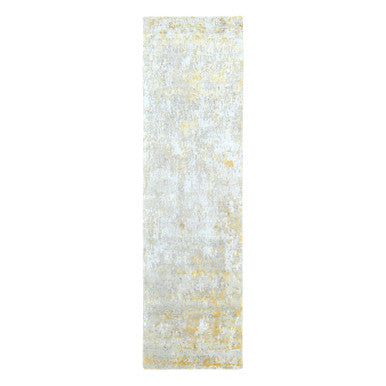 Modern and Contemporary Wool & Silk Hand Knotted Rug Beige 2.6x9.9 -O010204