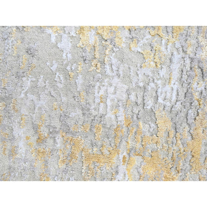 Modern and Contemporary Wool & Silk Hand Knotted Rug Beige 2.6x9.9 -O010204