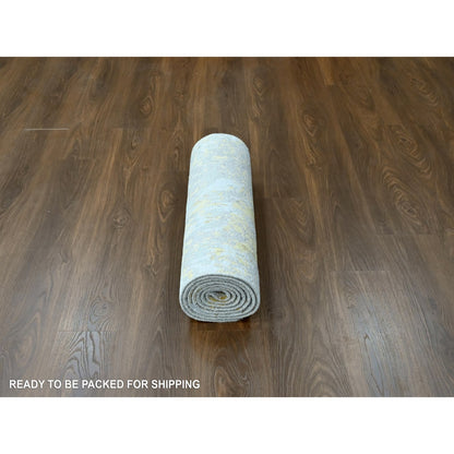 Modern and Contemporary Wool & Silk Hand Knotted Rug Beige 2.6x9.9 -O010204
