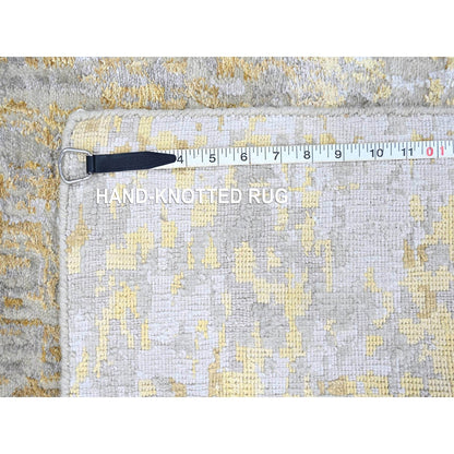 Modern and Contemporary Wool & Silk Hand Knotted Rug Beige 2.6x9.9 -O010204
