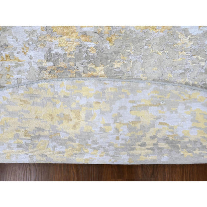 Modern and Contemporary Wool & Silk Hand Knotted Rug Beige 11.9x11.10 -O010206