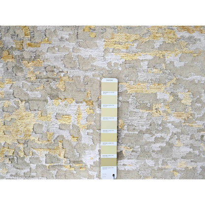 Modern and Contemporary Wool & Silk Hand Knotted Rug Beige 11.9x11.10 -O010206