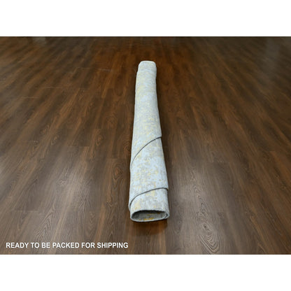 Modern and Contemporary Wool & Silk Hand Knotted Rug Beige 11.9x11.10 -O010206