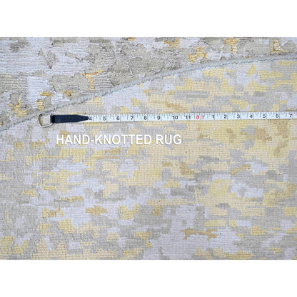 Modern and Contemporary Wool & Silk Hand Knotted Rug Beige 11.9x11.10 -O010206