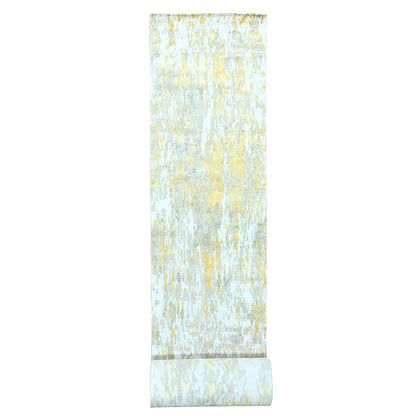 Modern and Contemporary Wool & Silk Hand Knotted Rug Beige 2.7x23.6 -O010207