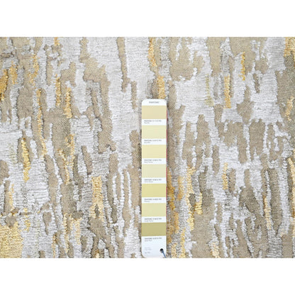 Modern and Contemporary Wool & Silk Hand Knotted Rug Beige 2.7x23.6 -O010207