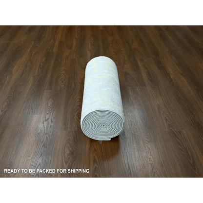 Modern and Contemporary Wool & Silk Hand Knotted Rug Beige 2.7x23.6 -O010207