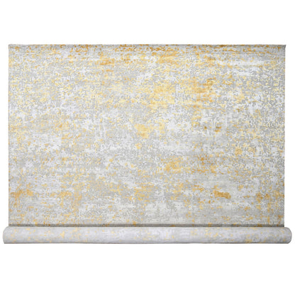 Modern and Contemporary Wool & Silk Hand Knotted Rug Beige 12.0x14.9 -O010208