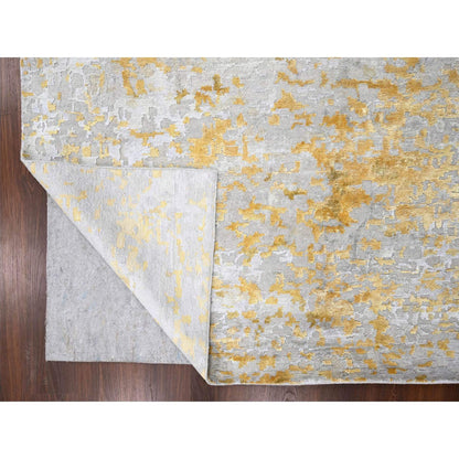 Modern and Contemporary Wool & Silk Hand Knotted Rug Beige 12.0x14.9 -O010208