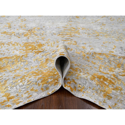 Modern and Contemporary Wool & Silk Hand Knotted Rug Beige 12.0x14.9 -O010208