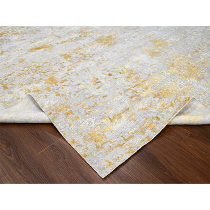 Modern and Contemporary Wool & Silk Hand Knotted Rug Beige 12.0x14.9 -O010208
