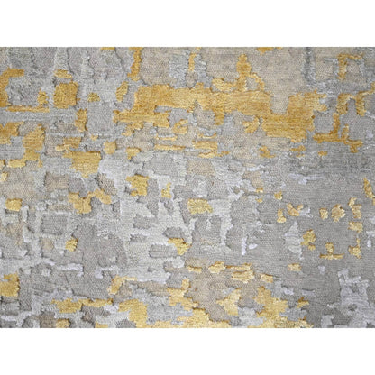 Modern and Contemporary Wool & Silk Hand Knotted Rug Beige 12.0x14.9 -O010208