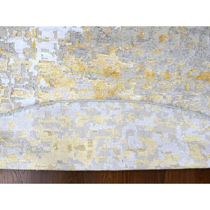 Modern and Contemporary Wool & Silk Hand Knotted Rug Beige 9.9x9.11 -O010209
