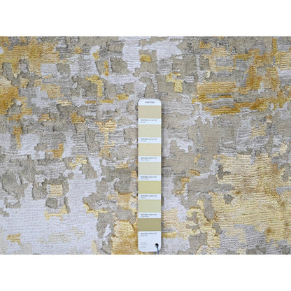 Modern and Contemporary Wool & Silk Hand Knotted Rug Beige 9.9x9.11 -O010209