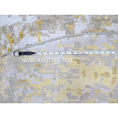 Modern and Contemporary Wool & Silk Hand Knotted Rug Beige 9.9x9.11 -O010209