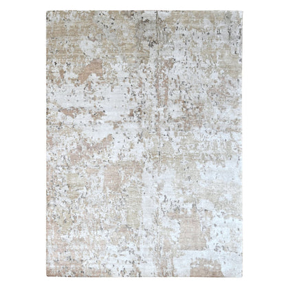 Modern and Contemporary Silk Hand Knotted Rug Brown 8.11x12.1 -O010211