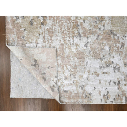 Modern and Contemporary Silk Hand Knotted Rug Brown 8.11x12.1 -O010211