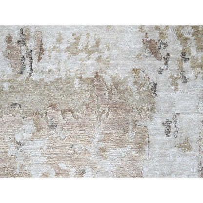 Modern and Contemporary Silk Hand Knotted Rug Brown 8.11x12.1 -O010211