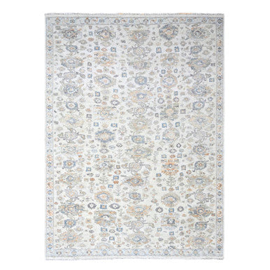 Oushak And Peshawar Wool Hand Knotted Rug Ivory 8.10x11.10 -O010215