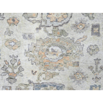 Oushak And Peshawar Wool Hand Knotted Rug Ivory 8.10x11.10 -O010215