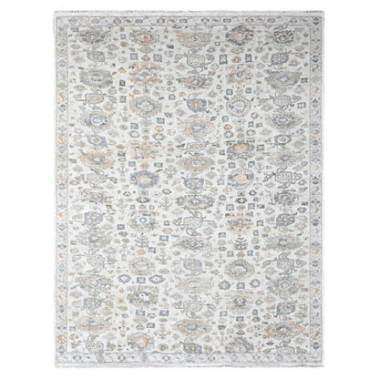Oushak And Peshawar Wool Hand Knotted Rug Ivory 10.0x13.10 -O010216