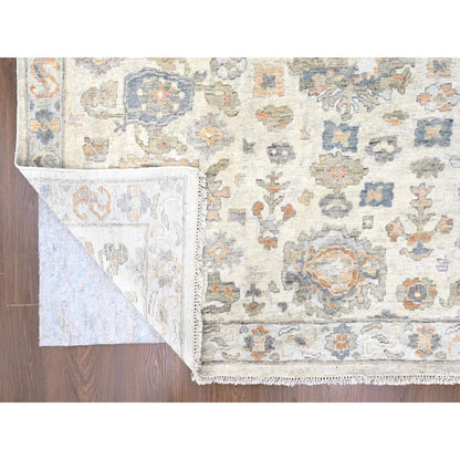 Oushak And Peshawar Wool Hand Knotted Rug Ivory 10.0x13.10 -O010216