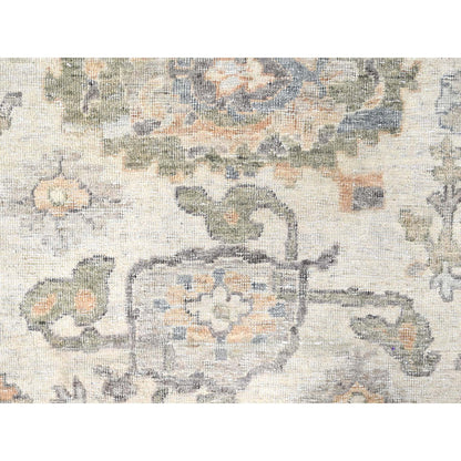 Oushak And Peshawar Wool Hand Knotted Rug Ivory 10.0x13.10 -O010216