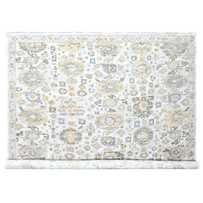 Oushak And Peshawar Wool Hand Knotted Rug Grey 12.1x14.11 -O010217