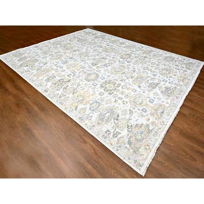 Oushak And Peshawar Wool Hand Knotted Rug Grey 12.1x14.11 -O010217