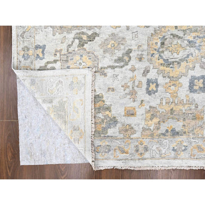 Oushak And Peshawar Wool Hand Knotted Rug Grey 12.1x14.11 -O010217